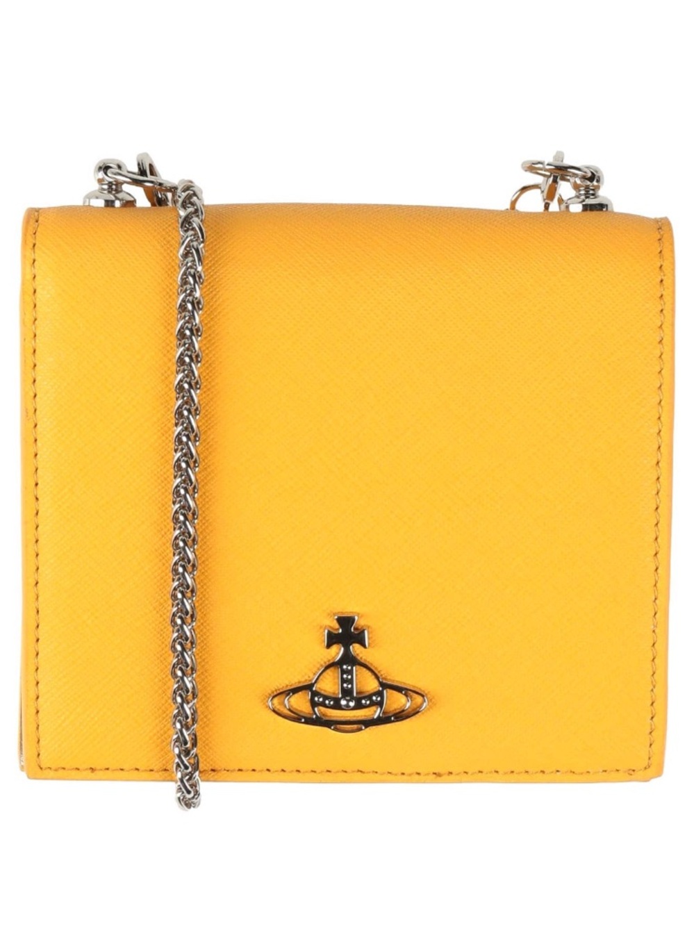 Vivienne Westwood Yellow Saffiano wallet on a chain with Orb Emblem